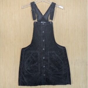 American Eagle Corduroy Overall Mini Dress Womens Medium Dark Brown Fall Retro‎